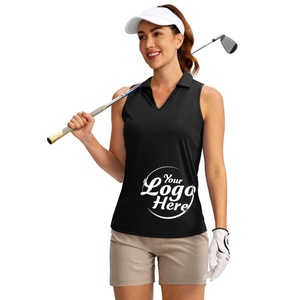 Chemise de golf sans manches pour femmes, débardeur de tennis à col en V, polos de golf pour femmes _ Vêtements - Product Image 2