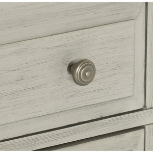 Classic Light Gray Nightstand 2 <b>Drawers</b> <b>Storage</b> Cubby Dark Brown Top Modern Farmhouse Bedroom Furniture - Product Image 5