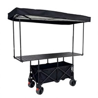 Chariot de vente manuel à pousser et tirer, en polyester 600D, avec roues en PVC, hauteur de table réglable, léger, pour le shopping en extérieur