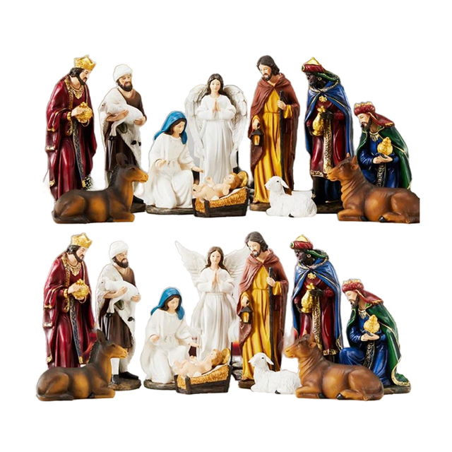 Novelty Handmade Tabletop Holidays Decor Holy Family Religious Figurines Decorations Resin Christmas Nativity Sets
