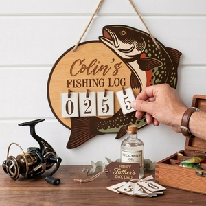 Wooden Fishing <b>Log</b> Ornament with Customizable Name Handmade <b>Decor</b> for Anglers and Wall Hanging <b>Decor</b> Craft - Product Image 1
