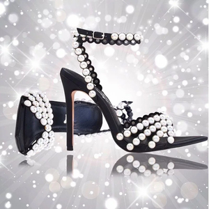 Luxury Pearl Studded 11CM <b>Open</b> Toe Ankle Lace <b>up</b> Strappy Sexy Unique Summer High Heels for Ladies - Product Image 2