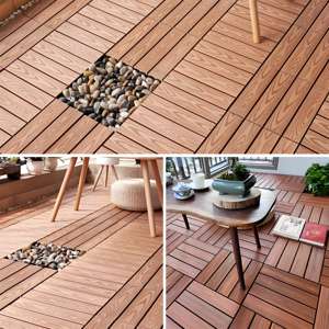 Láminas de Suelo WPC para Exteriores de 30*30*2.3cm, con Relieve 3D, Color Madera Roja, Sistema de Clip, Suelo de Madera Plástica para Patio - Product Image 5