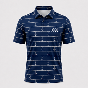 Camiseta Polo de Golf con Estampado de Ancla Náutica para Hombre, con Logotipo Personalizado, Manga Corta, Tejido de Punto Estampado, Fabricante OEM ODM de Marca Privada - Product Image 5