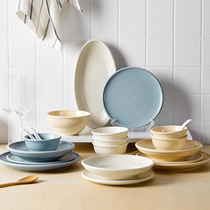 Juego de Vajilla de Cerámica Mate en Colores Pastel Morandi, Juego de Platos y Tazones de Porcelana con Plato Ovalado <span class=keywords><strong>para</strong></span> Hogar, Hotel, Restaurante - Product Image 1