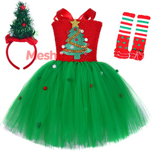 Nouvelle Mise à Jour MS : Robes Tutu Vertes Arbre de Noël pour Filles, Robes Fantaisie de Fête pour Enfants, Vente en Gros - Product Image 1