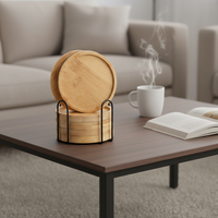 Ensemble Cosen de 6 sous-verres en bois d'acacia écologiques de luxe antidérapants, support pour la maison, le bureau, la décoration de Noël, tapis de table basse, tapis de bureau
