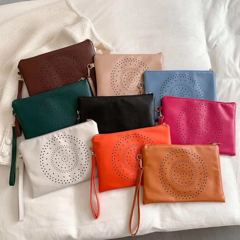 Bolsa de mão colorida boêmia rewin, bolsa curta de couro com alça, envelope feminina