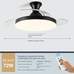 Venta de fábrica Ventilador de techo LED con hoja oculta Control remoto de 3 colores Bajo ruido para sala de estar y comedor Fuente de alimentación USB - Product Image 5