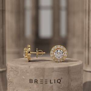 14K White Gold Round Diamond Halo Stud Earrings Elegant Pave Set Sparkling Brilliant Cut Fine Jewelry Gift - Product Image 4