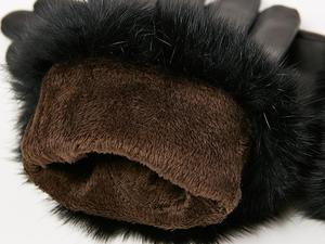 Gants mitaines en cuir véritable pour femmes, mode 2025, hiver, sexy, en cuir de mouton véritable, fourrure de lapin véritable - Product Image 2