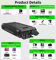 Station d'alimentation portable 276Wh USB-C PD 100W avec ports de sortie DC 12V 16.5V 19V 24V en option, affichage numérique LED, alimentation extérieure