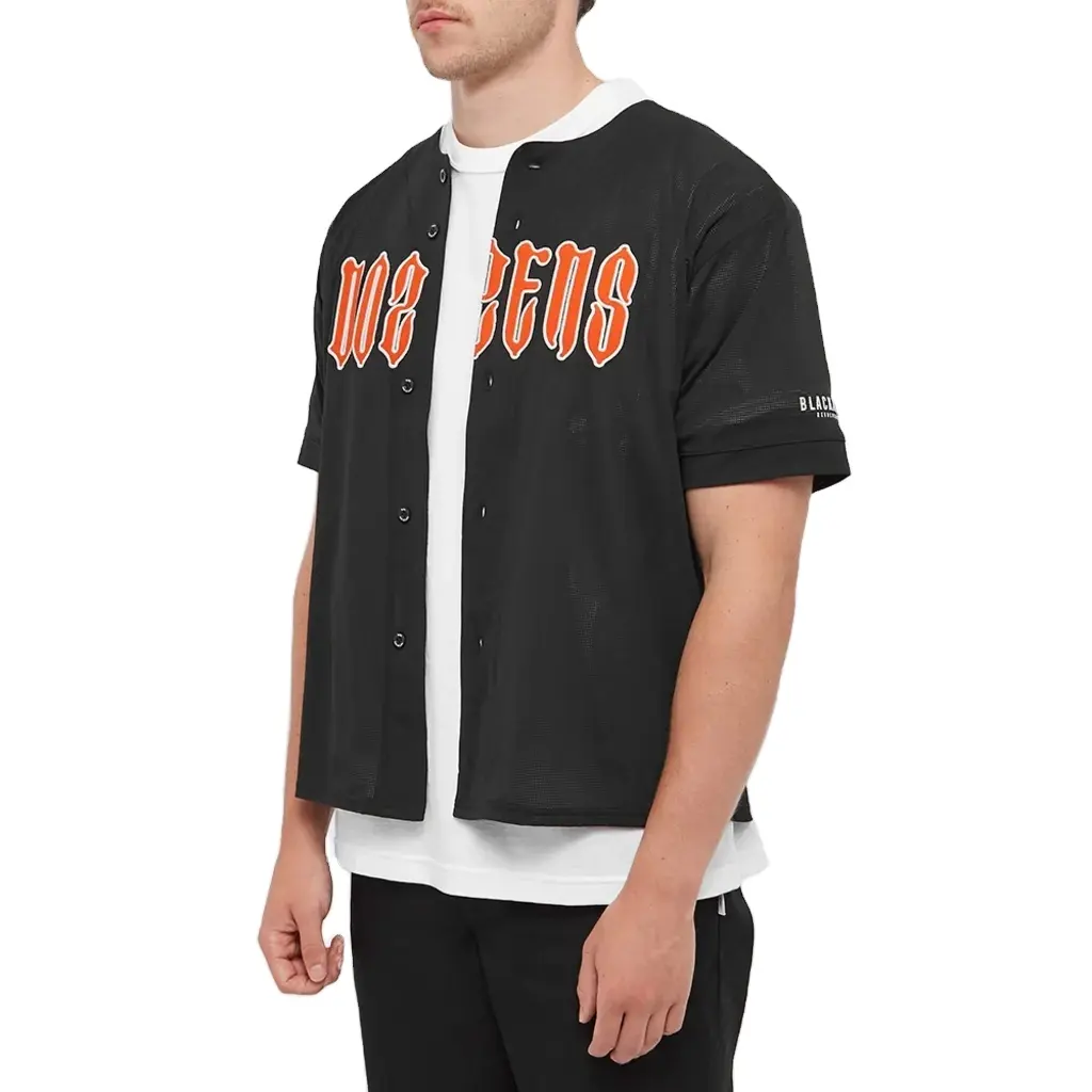 Men Custom Embroidery Boxy Fit Baseball Tee Shirt 100% Polyester Mesh Baseball Shirt
