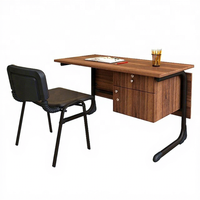 Meubles de classe scolaire, usine certifiée ISO, bureau et chaise d'enseignant en bois robuste avec casier pour salle de classe
