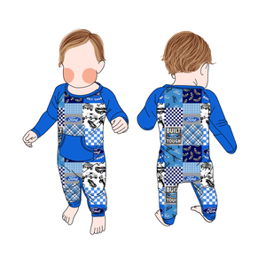 カスタマイズされたニットウェスタン柄プリントデザイン秋用幼児ジャンプスーツスリーパー竹繊維衣類ポケット付き両開きジッパーベビーロンパース - Product Image 2