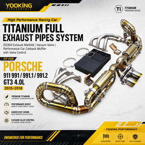 Sistema de Escape Completo de Titanio para Carreras, para 991/991.1/991.2 4.0L 2015-2018, Colector de Escape SS304 con Vacío - Product Image 1