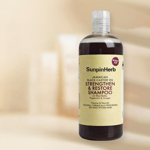 Champú de Aceite de Ricino Negro Jamaicano Fortalecedor y Reparador con Manteca de Karité, Menta y Vinagre para el Cuidado del Cabello Dañado - Product Image 1