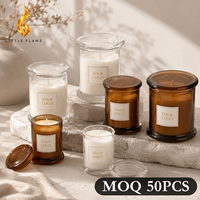 Bougie parfumée dans un bocal en verre ambré transparent avec logo personnalisé, parfum personnalisé, cadeau, marque privée, parfum d'ambiance, OEM, ODM