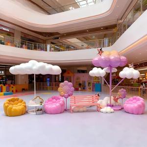 Conjunto de Bancos de Patio Modernos con Diseño de <span class=keywords><strong>Nubes</strong></span>, de Fibra de Vidrio, Resistentes al Agua y Ecológicos, para Decoración de Centros Comerciales, Restaurantes y Gimnasios - Product Image 5