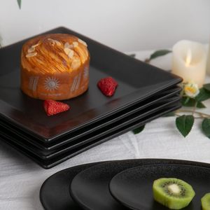 Ensemble d'assiettes carrées en céramique <span class=keywords><strong>noire</strong></span> de 10 pouces Grandes assiettes de service en <span class=keywords><strong>porcelaine</strong></span> pour Steak Pâtes Pizza - Product Image 5
