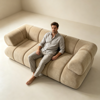 Kompressions-Sofa Weiß Schlankes Rahmenloses Vakuum-Kompressions-Möbelstück Weiches Sherpa U-Form Armloses Hochdichte-Sofa