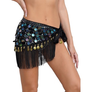 Trajes de Danza para Mujer, Falda de Danza del Vientre con Cordones, Pañuelo de Cintura con Flecos, Trajes de Danza para Espectáculos - Product Image 2