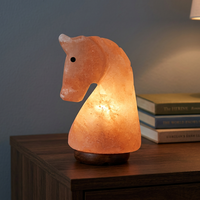 Lampe en cristal de l'Himalaya en forme de cheval, couleur rose unie, sculptée, style animal, bol naturel de haute qualité pour sel aromatique