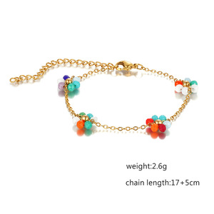 สร้อยข้อมือประดับดอกไม้ลูกปัด |   สร้อยสแตนเลสสตีลชุบทอง 18K PVD |   เครื่องประดับกันน้ำและป้องกันอาการแพ้สำหรับผู้หญิงที่ทันสมัย - Product Image 3