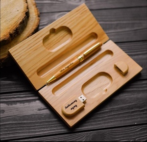 Juego de regalos de madera personalizados para decoración de escritorio, 4/8/16/32/64GB, controlador Flash USB, juego de bolígrafos de bambú de madera Natural para la escuela y la Oficina - Product Image 2