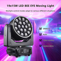 RZ Big Bee Eye 19PCs * 15W 4 en 1 RGBW LED de alta potencia DMX512 Focus Wash Zoom Luz de cabeza móvil con anillo de tira de LED RGB