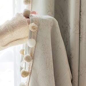 ZSTARR Custom lusso Beige <span class=keywords><strong>tende</strong></span> solide ad alta ombreggiatura tessuto floreale <span class=keywords><strong>con</strong></span> pon pon Ball per le finestre del soggiorno - Product Image 3