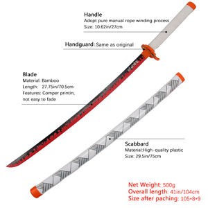 Mayorista Anime Japonés Demon Slayer <span class=keywords><strong>Rengoku</strong></span> Kyoujurou Kidults Juego de Rol Juguete Katana <span class=keywords><strong>Espada</strong></span> de Madera Para Cosplay Props Jugar Niños - Product Image 4