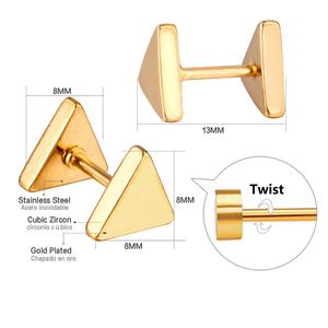 Boucles d'oreilles en acier inoxydable plaqué or 18 carats, forme d'ancre, bijoux en or - Product Image 3