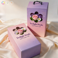 Boîte cadeau personnalisée en forme de fleur avec poignée en corde, boîte en carton rigide pour bouquet de fleurs frais, emballage cadeau pour fleuriste, emballage cadeau pour les fêtes