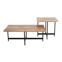 Ensemble de 2 tables basses modernes en bois de manguier et fer, écologiques et faites à la main