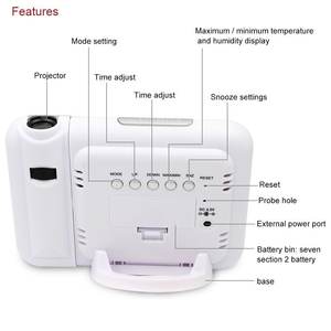 Réveil numérique à projection LED avec écran couleur, calendrier perpétuel, affichage météo, horloge électronique multifonction pour la maison - Product Image 3