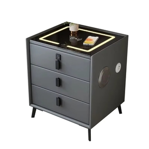 VL Modern LED Smart <strong>Bedside</strong> <strong>Table</strong> <strong>Antique</strong> Leather Wireless Charging Nightstand Bedroom Hotel Factory Sale Home Living Room - Product Image 3
