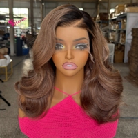 Nouvelle Arrivée Perruque Frisée Volumineuse Cheveux Humains Bruts Vietnamiens à Cuticules Alignées 5x5 sans Colle Double Drawn Effet Rouleau d'Œuf Ombré Brun