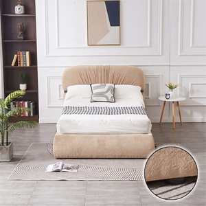 Juegos de Muebles de Lujo Modernos <span class=keywords><strong>para</strong></span> Dormitorio Marco de Cama King Size Doble <span class=keywords><strong>Matrimonial</strong></span> de Tela de Terciopelo Suave Marrón - Product Image 2
