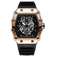 Montre sport à quartz pour homme, grand cadran carré en alliage, aiguilles lumineuses, affichage à aiguilles, bracelet en silicone, étanche 30 m