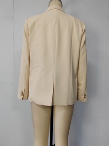 Blazer <span class=keywords><strong>beige</strong></span> pour femme, coupe ajustée, à un bouton, revers cranté, manches longues, élégant, décontracté, veste de travail de bureau - Product Image 4