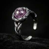 Bague personnalisée en améthyste ronde, bijoux délicats, plaqué or vintage, bague turque pour homme, bijoux inspirés des designers