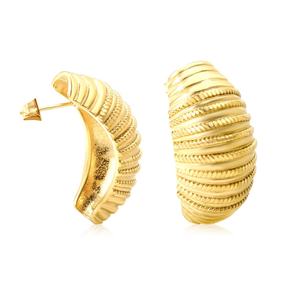 ต่างหูสแตนเลสทรงเรขาคณิตลายเส้นหนา กันน้ำ สีทอง ดีไซน์สร้างสรรค์ ลายขนมปัง ทันสมัย  แบบปรับแต่งได้ - Product Image 1