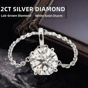 Colgante de Diamante Cultivado en Laboratorio de 2 Quilates, Plata de Ley 925, Chapado en Oro, Corte Brillante Redondo, Joyería para Mujer, Regalo de Aniversario - Product Image 2