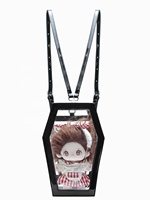 Promotion Halloween personnalisé Sac à bandoulière en forme de cercueil Sac à dos transparent en PVC pour poupées