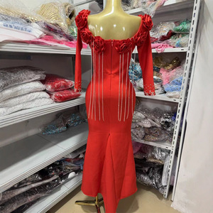 Abito da sera elegante a manica lunga a manica lunga da donna abito da donna Fournisseur abito da festa formale <span class=keywords><strong>con</strong></span> <span class=keywords><strong>spacco</strong></span> Sexy e 3D floreale - Product Image 4