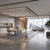 Cloison en verre panoramique moderne avec portes à cadre en aluminium, isolation acoustique pour bureau, école et salle de sport, taille personnalisable