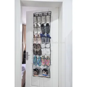 Bestseller Polyester über der Tür Schuh Organizer mit Taschen Clear Fabric Hanging Shoe Organizer Rack