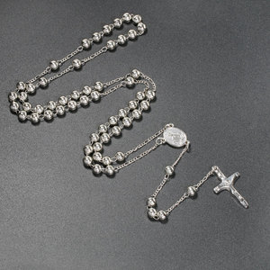 Collier de prière <span class=keywords><strong>avec</strong></span> perles de 6 mm, chapelet catholique, croix longue, perles, Jésus, Vierge <span class=keywords><strong>Marie</strong></span>, colliers religieux - Product Image 6