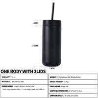 Vaso Térmico Portátil de Acero Inoxidable 304 con Doble Aislamiento al Vacío, para Café, para Uso en Exteriores y Oficina, con Pajita y Tapa